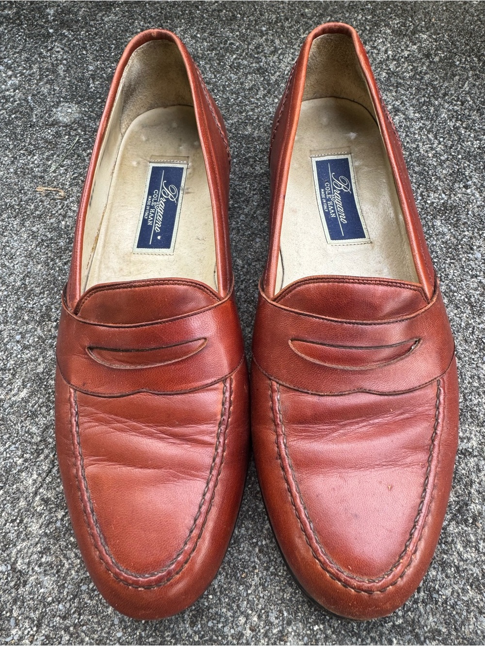 Bragano by Cole Haan Cognac Tan Italian Leather Penny Loafers 9.5M Style 2659 - Picture 14 of 16